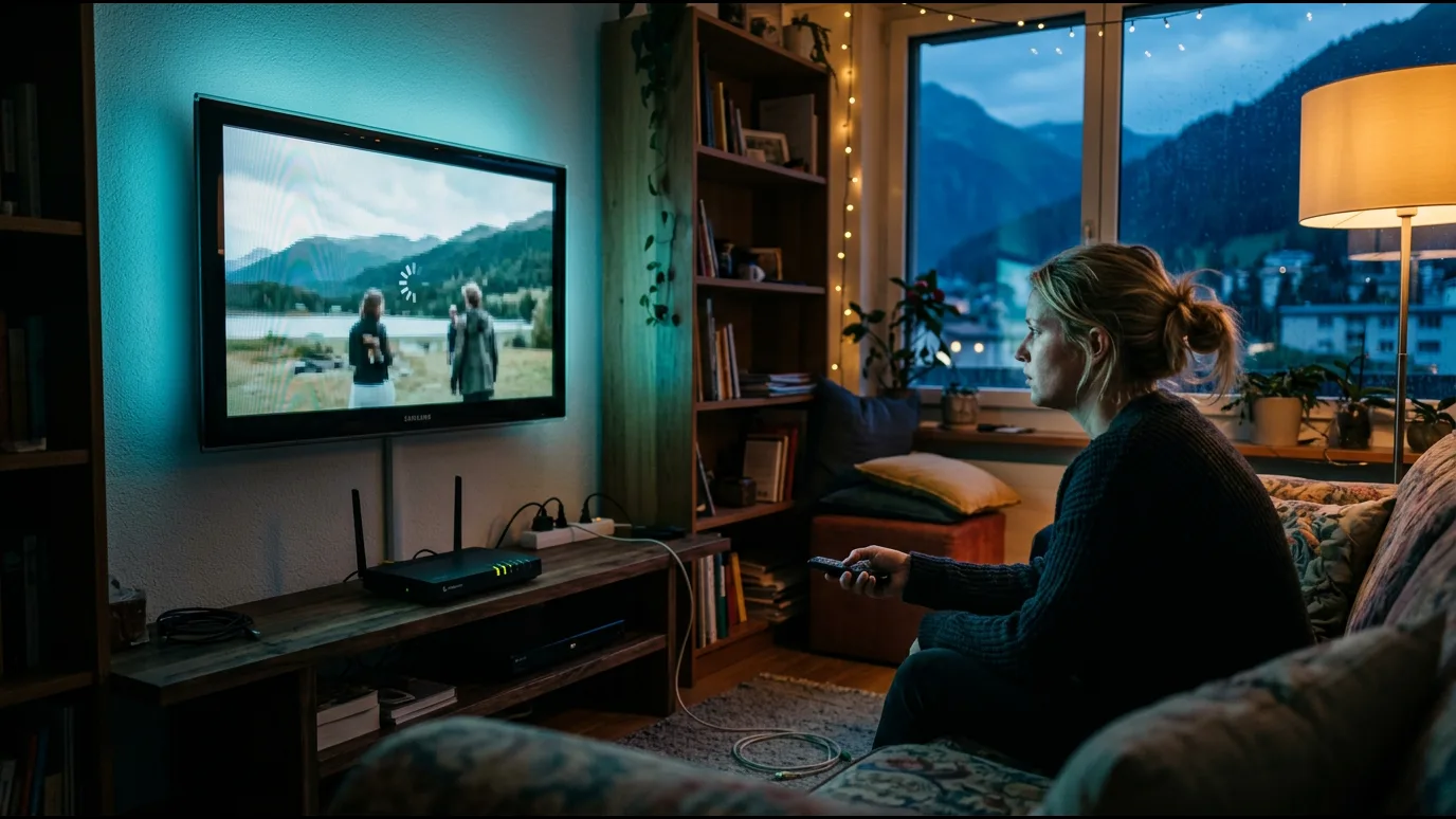 Écran de bienvenue d'un abonnement IPTV 12 mois sur téléviseur