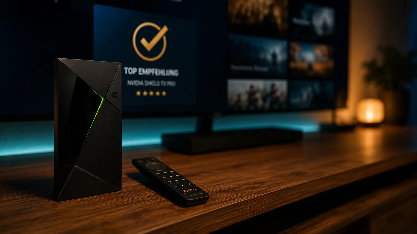 Décodeur IPTV avec télécommande branché sous une télévision française