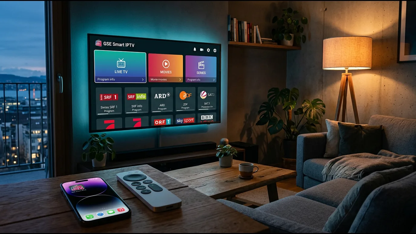 Technicien configure une application IPTV sur une télécommande face à une Smart TV