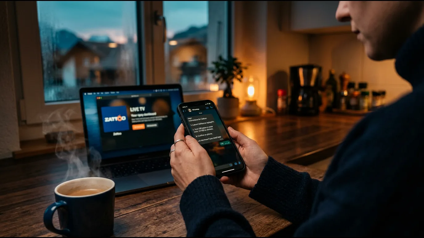 Check-list d’installation IPTV posée près d’une télécommande et d’un smartphone
