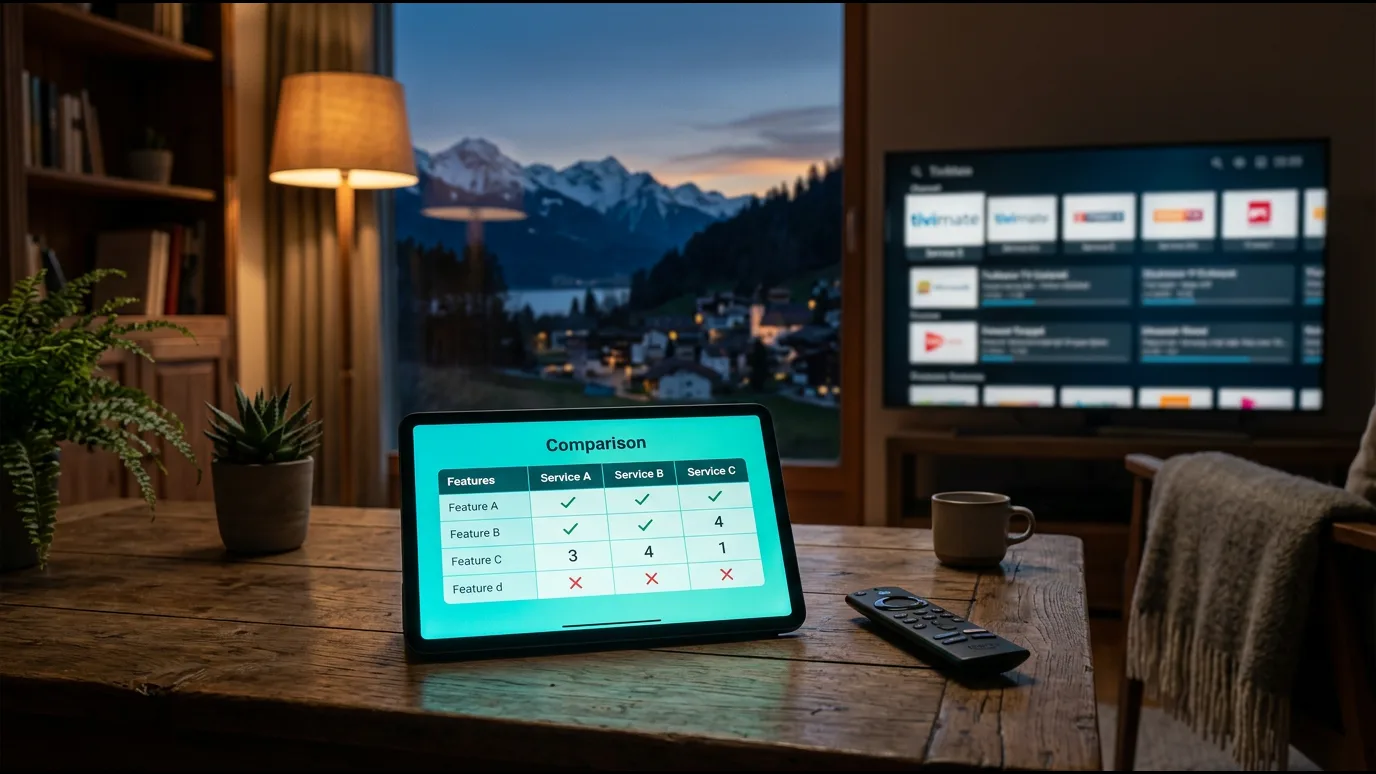 Écran de mise à jour d’une application IPTV affiché sur téléviseur avec box Android