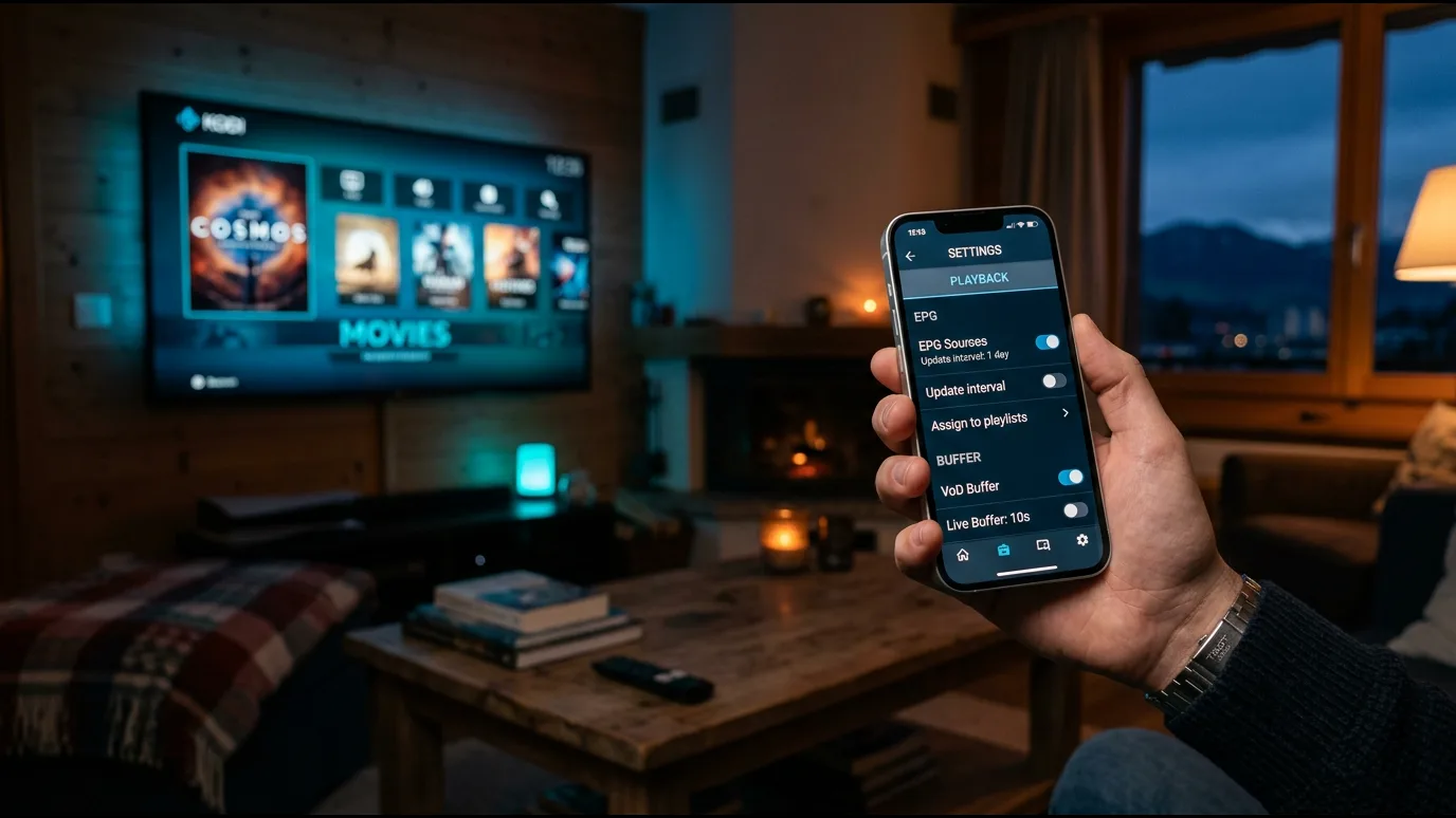 Écran affichant l'interface TiviMate avec la chaîne beIN Sports sélectionnée