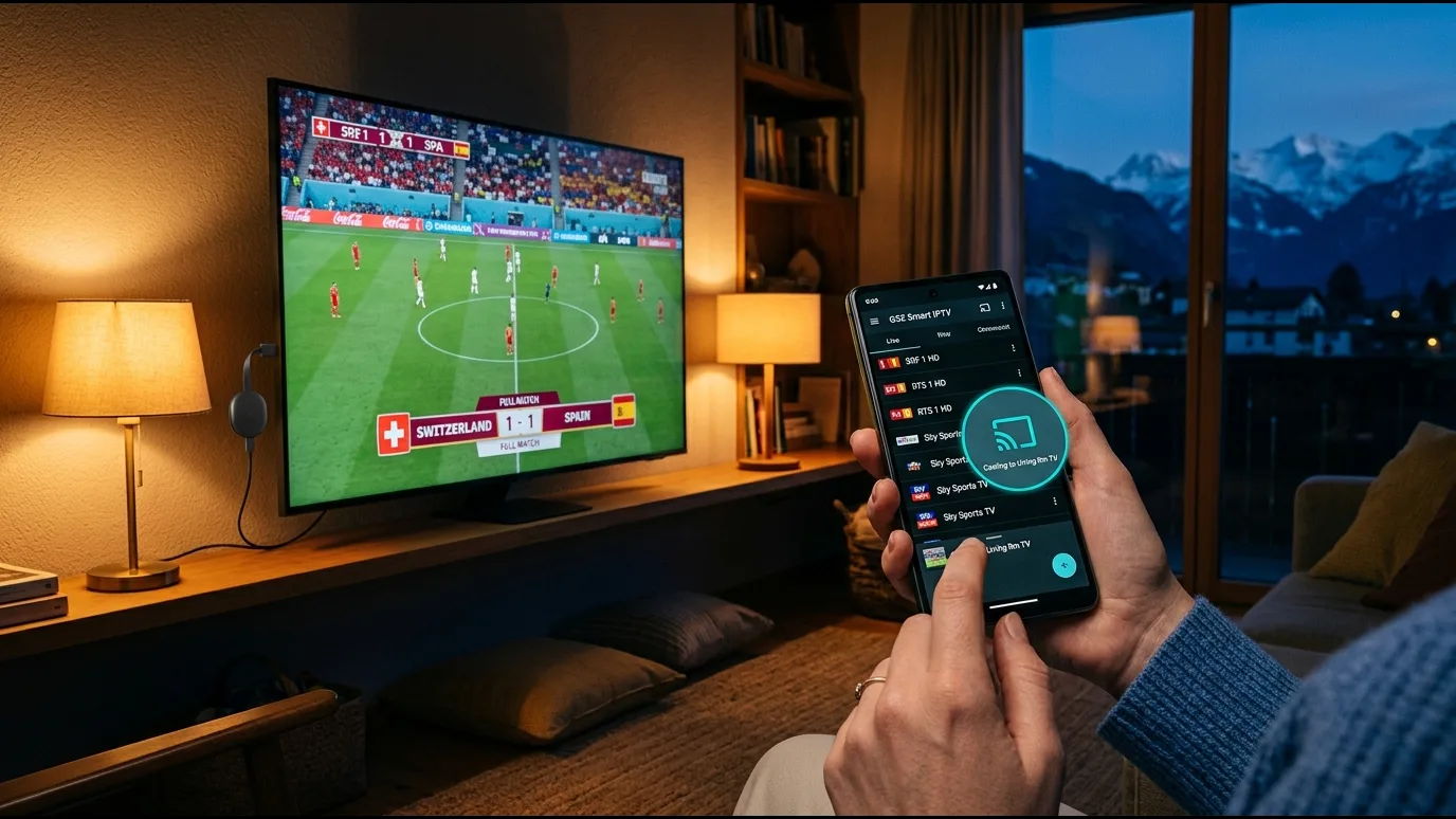 Famille belge regardant l'IPTV dans un salon de Bruxelles