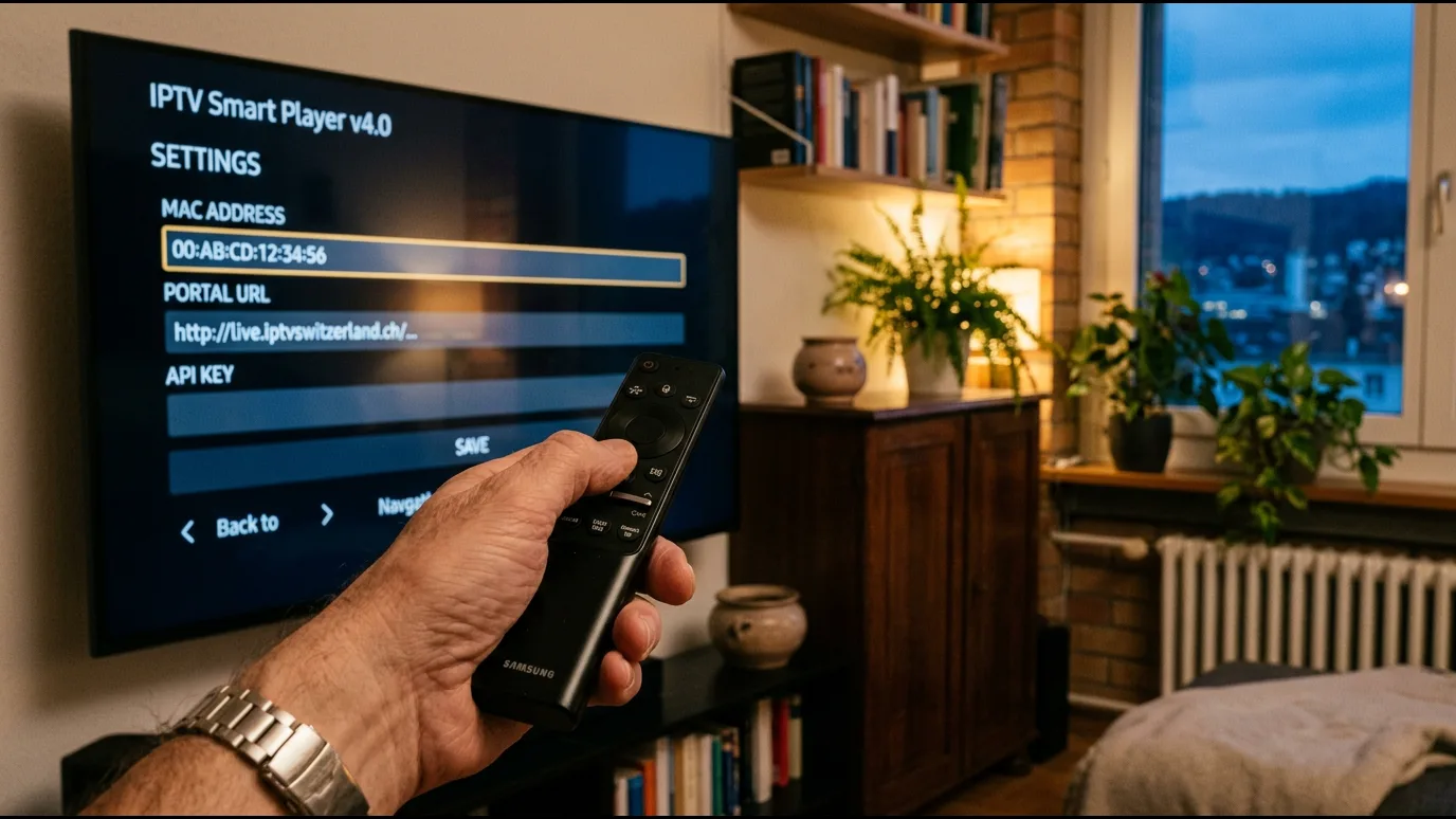 Mise à jour d'une application IPTV en cours sur une télécommande Firestick