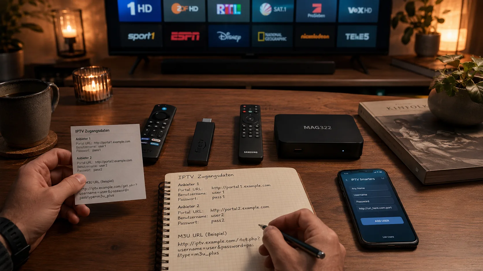 analyste français comparant les tarifs IPTV sur un bureau avec Smart TV