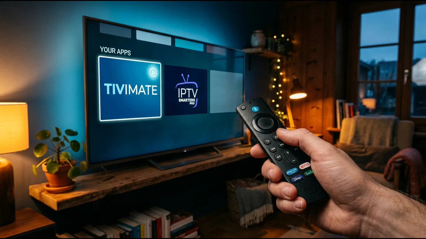 Utilisateur configurant une application IPTV smart player sur tablette
