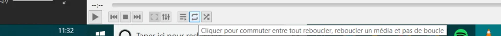 Bouton boucle sur VLC