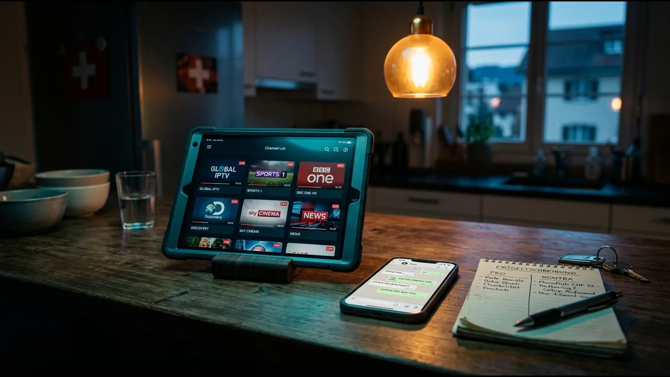 Interface de l'application Smart IPTV affichant une grille de chaînes sur écran LG
